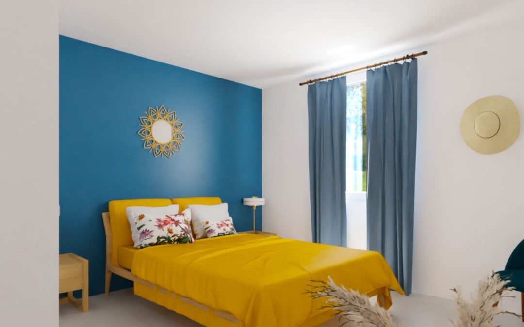 Une chambre parentale bleu azur