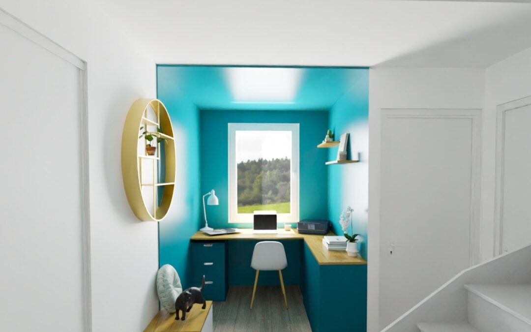 Un bureau bleu canard