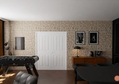 Une salle de réunion noire élégante et conviviale