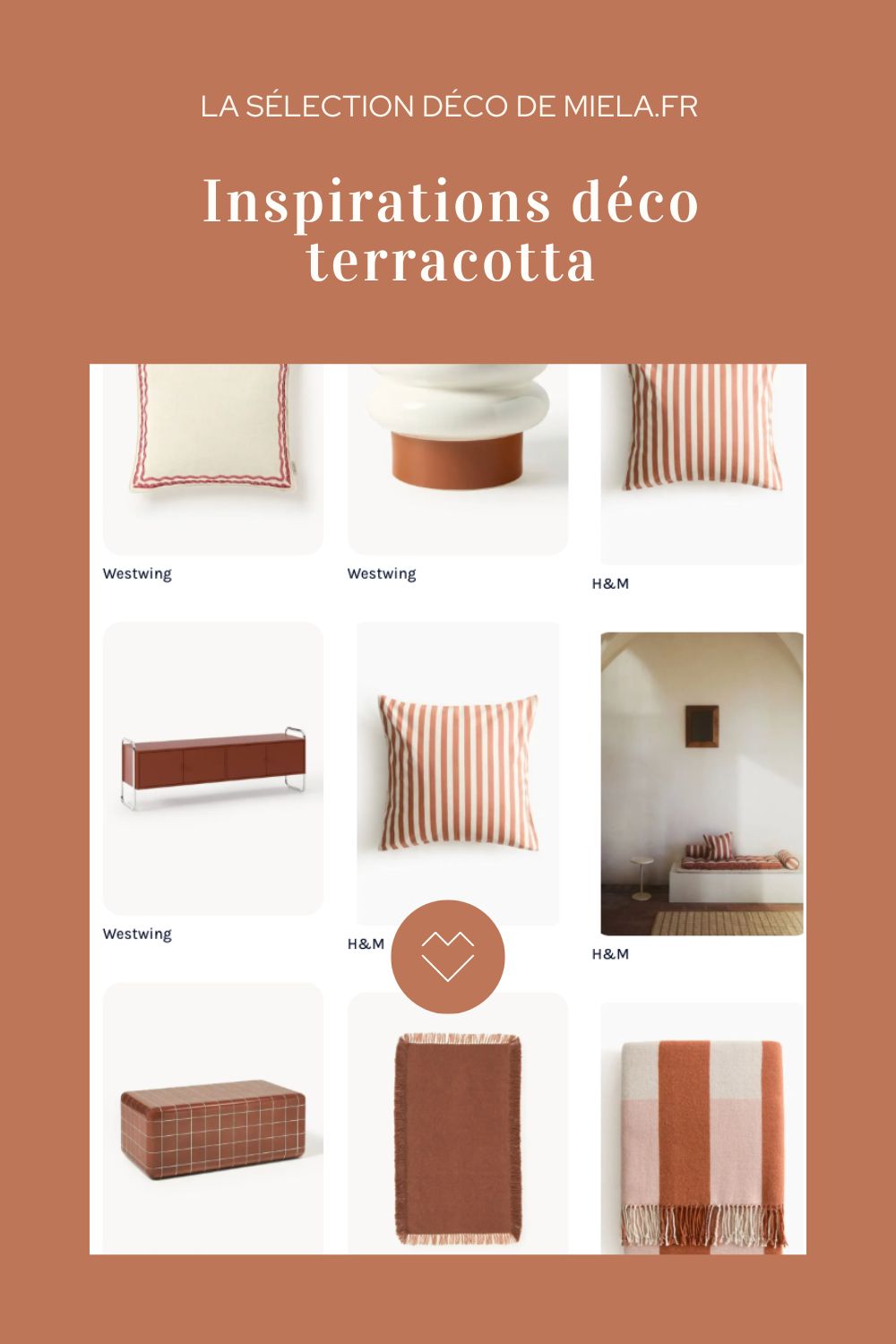Sélection décoration pour l'automne : mobilier, décoration dans les tons terracotta.