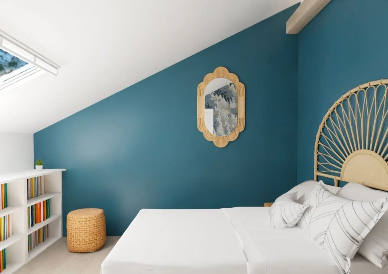 Une chambre d'ado bleu pétrole, projet déco réalisé par Miela